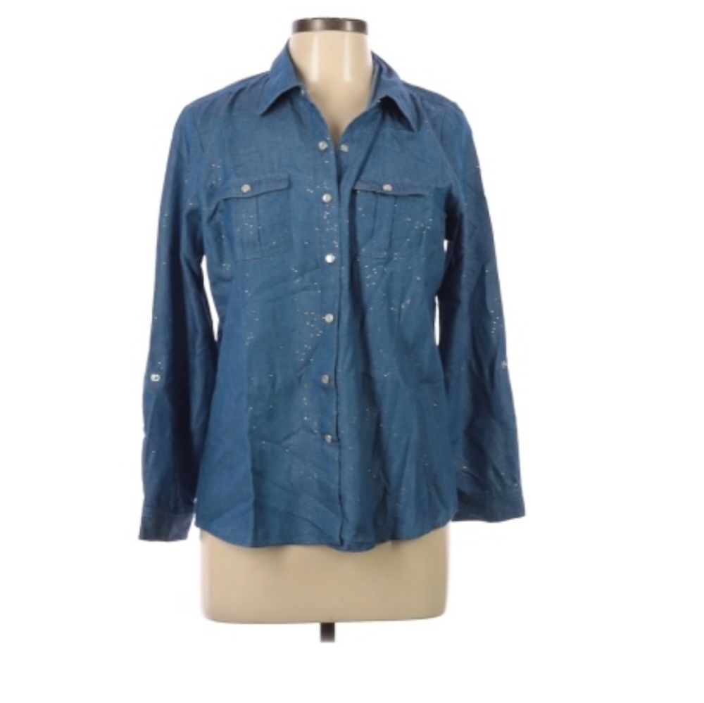 Cathy Daniels cambray Button-Down shirt size L